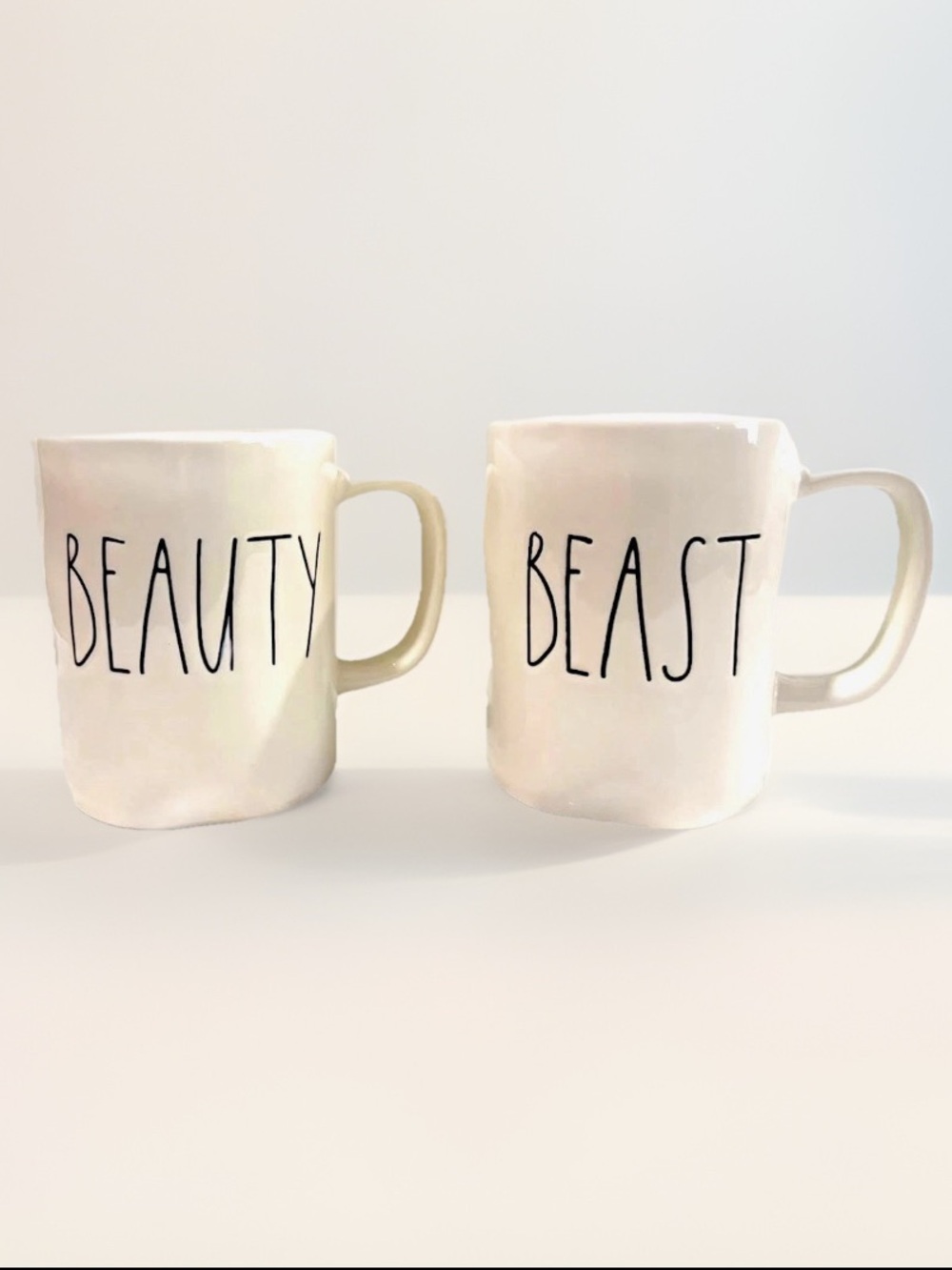 Set of 2 Rae Dunn Beauty Beast Ceramic Coffee Mug Artisan Collection Magenta Cup